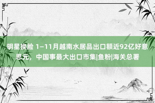 明星换脸 1—11月越南水居品出口额近92亿好意思元，中国事最大出口市集|鱼粉|海关总署